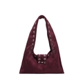Vintage burgundy matte underarm bag featuring decorative silver metal eyelets - Red