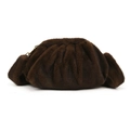 Donkerbruine faux fur wolkentas met zachte plooien en goudkleurige metalen accenten - Bruin