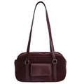 Dunkelrote Boston-Tasche aus Wildleder mit Lederriemen und kleiner Frontklappe - Rot