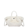 Borsa a mano in finta pelliccia bianca con trama soffice e tracolla in pelle - Bianco