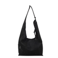 Grote zwarte suède-look shopper met geweven knoopdetail en brede schouderband - Zwart