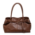 Braune Retro-Tote-Bag aus PU-Leder mit großem Fassungsvermögen und schmalen Trägern - Braun