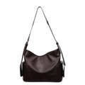 Borsa hobo marrone scuro in morbida ecopelle con tasche laterali e design stile tote - caffè
