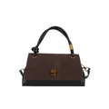 Zweifarbige Handtasche in Braun und Schwarz mit Goldverschluss und Knotendetails am Griff - Braun