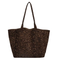 Borsa tote retrò leopardata di grande capacità con doppi manici per il pendolarismo quotidiano - Caffè Grande Stampa Leopardata