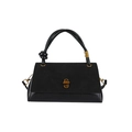 Elegante schwarze kleine Tasche mit Goldverschluss und dekorativem Knotengriff - Schwarz