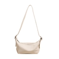 Elegante bolso de hombro tipo media luna blanco crema con textura plisada - Blanco