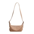 Bolso hobo minimalista de cuero plisado albaricoque con correa ajustable y cremallera - Caqui