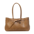 Sac fourre-tout rétro marron avec lanières en cuir et boucle métal pour le quotidien - Marron Jaune