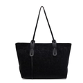 Bolso tote retro negro minimalista con correas largas y acabado en cuero mate - Negro