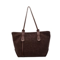 Bolso tote vintage marrón oscuro de piel sintética con correas largas y detalle de remaches - café