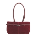 Borsa tote retrò in camoscio rosso scuro con fibbia minimalista e manici lunghi da donna - Rosso
