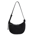 Schwarze mattierte Schultertasche in Halbmondform mit verstellbarem Trageriemen - Schwarz