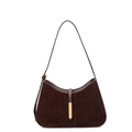 Borsa hobo vintage in pelle scamosciata marrone con fibbia dorata e tracolla - Marrone