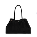 Bolso tote grande negro minimalista de acabado mate con asas y colgante decorativo - Negro