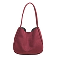 Borsa hobo minimalista bordeaux da donna in pelle scamosciata con grande capacità - Rosso