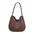 Minimalist large brown suede tote bag with slim shoulder straps and spacious design - Brown