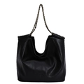 Bolso tote de cuero negro minimalista con cadena dorada y logotipo grabado - 51*15*30cm / Negro