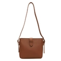 Vintage braune Schultertasche aus mattem Leder mit modischer Klappe und Knotendetail - Khaki