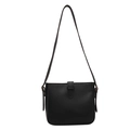 Minimalistische schwarze Bucket Bag aus Kunstleder mit verstellbarem Gurt und Schnalle - Schwarz