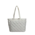 Borsa tote trapuntata bianca con motivo a rombi e tasche laterali dal design moderno - Bianco