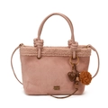 Sac seau en daim rose avec bordure en peluche et pendentif cœur décoratif - Sans Pendentif / Rose
