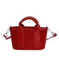 Sac carré rouge à la mode en toile et cuir avec bandoulière amovible élégante - Rouge