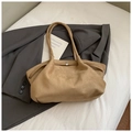 Sac fourre-tout en daim camel minimaliste avec plis et boucle en argent chic - Kaki (Sans Pendentif)