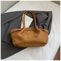 Sac fourre-tout en daim marron avec fines bretelles et bouton pression en métal élégant - Brun Sans Pendentif