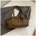 Grand sac cabas en daim marron avec boucle argentée pour le trajet des femmes - Vert Sans Pendentif