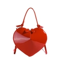 Borsa a mano rossa lucida a forma di cuore con manico superiore e finitura verniciata. - Taglia unica / Superficie Lucida Rossa
