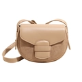 Bolso de hombro retro marrón claro con retazos de cuero y gamuza para mujer - Caqui