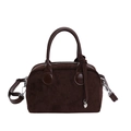 Bolso de mano marrón oscuro mate con asa vintage y correa de hombro desmontable - Marrón