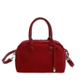 Bolso de ante rojo oscuro con amuleto de corazón metálico y correa de hombro ajustable - Rojo