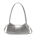 Borsa sottobraccio argento metallizzato minimalista con finitura opaca e patta magnetica - Argento