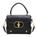 Black quilted crossbody bag with gold CD buckle and classic diamond stitching design - Black