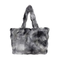Sac fourre-tout en fausse fourrure à texture mouchetée grise et blanche avec anses - Gris Bleu