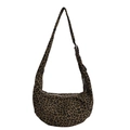 Retro oversized leopard print hobo bag with adjustable strap and silver zipper closure - Leopard Print