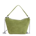 Bolso de mano de gamuza verde lima con cadena plateada y asa superior para mujer - Verde Mostaza