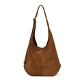 Dunkelbraune Retro Hobo-Tasche aus Wildleder mit verstellbarem goldfarbenem Gurt - Braun