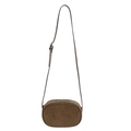 Borsa a tracolla bowling in pelle scamosciata marrone scuro con tracolla regolabile - Verde
