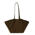 Borsa a secchiello vintage in pelle scamosciata marrone scuro con design a ventaglio - Marrone / 52*10*28