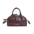 Bolso Boston vintage marrón oscuro con asas dobles y correa de hombro ajustable - Marrón