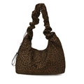Chic leopard print shoulder bag with trendy ruched strap and large capacity design - Brown