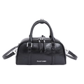 Bolso de mano Boston clásico en piel sintética negra con asas dobles y bandolera - Negro