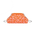 Bolso de punto con estampado de leopardo rosa sobre naranja y correa de cadena - Naranja