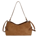 Vintage dark brown frosted underarm bag for women with adjustable shoulder strap - Yellow Brown