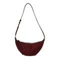 Bolso de hombro media luna en ante rojo oscuro con correa de cuero ajustable - Burdeos