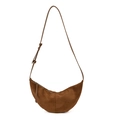 Bolso bandolera retro de ante marrón con acabado mate y correa ajustable para mujer - Marrón