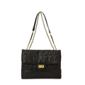 Schwarze gesteppte Umhängetasche mit goldener Kette und Vintage-Drehverschluss quadratisch - Schwarz